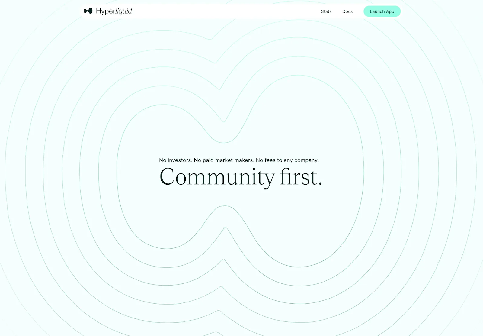 Hyperliquid Foundation webpage with the message Community first.