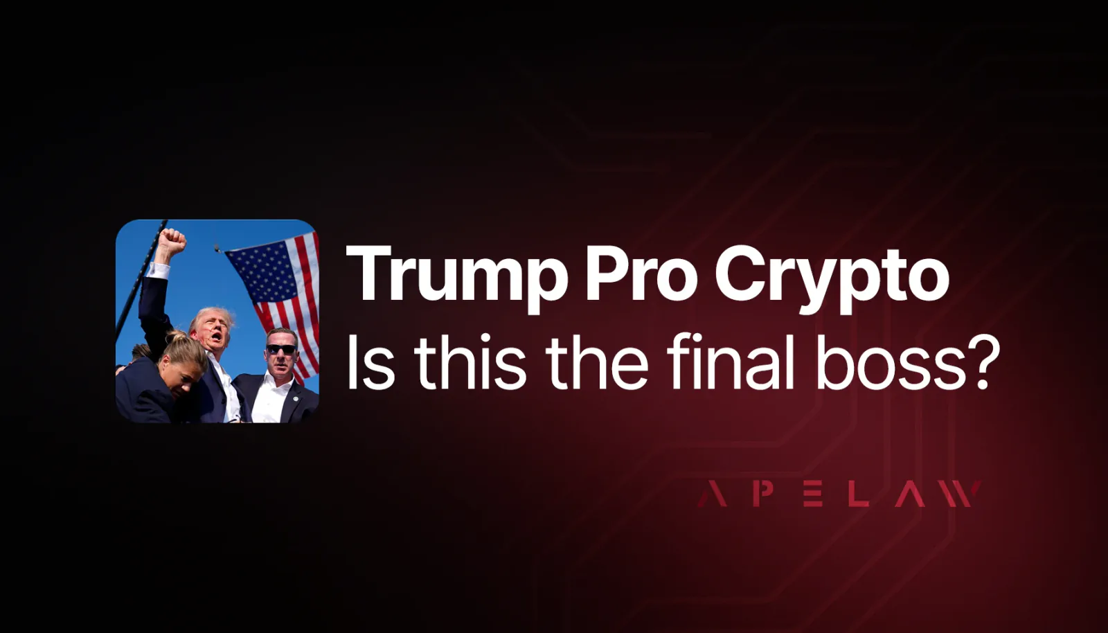 Graphic reading ‘Trump Pro Crypto: Is this the final boss?’.